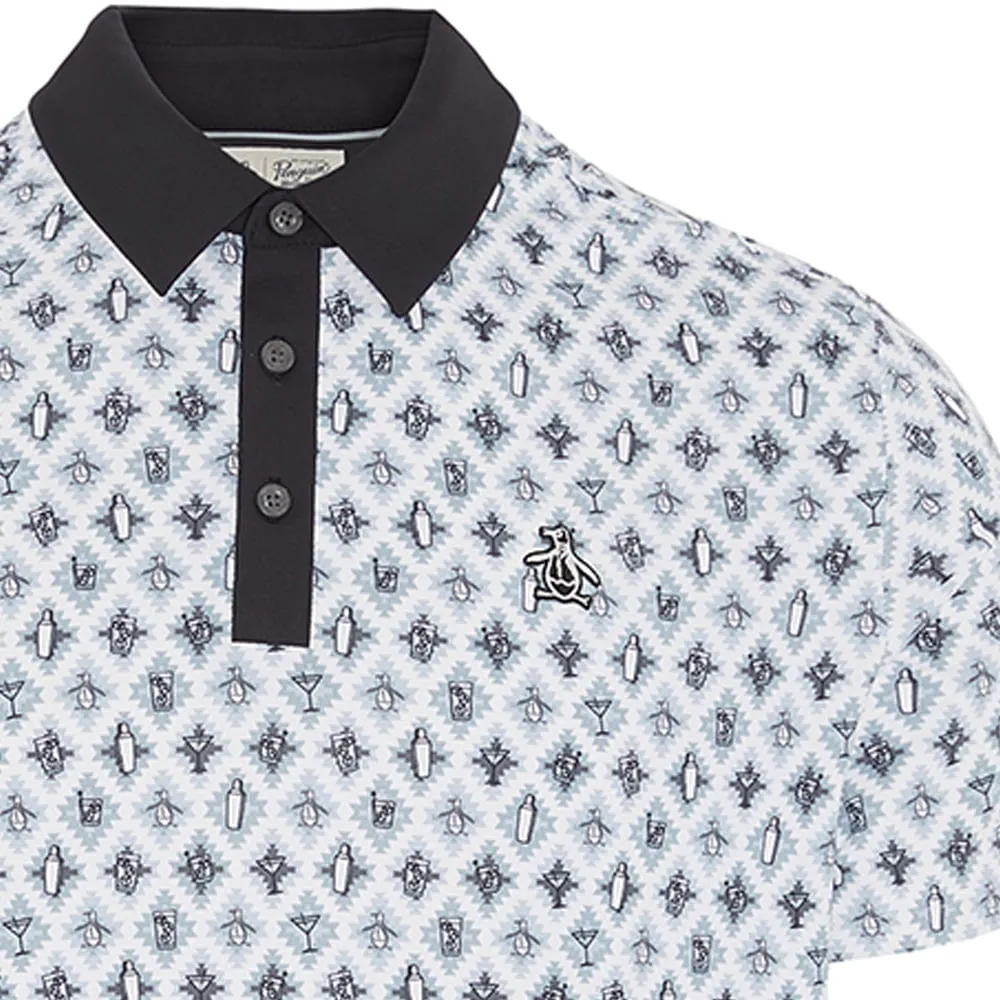 Original Penguin All-Over Atomic Cocktail Print Polo Shirt - Caviar Stride with Confidence Black Friday Offer