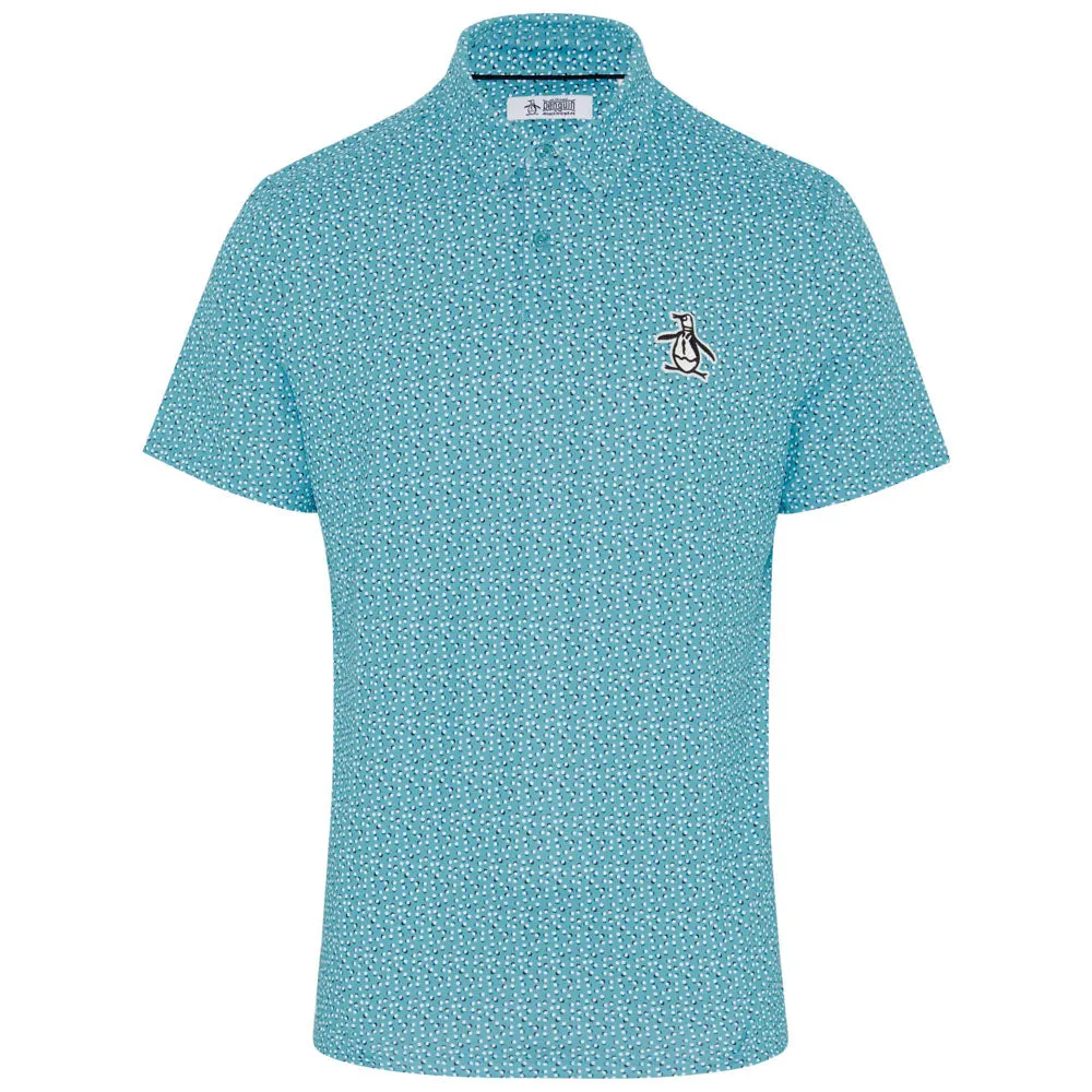 Original Penguin All Over Golf Ball Print Polo Shirt - Blue Atoll Thanksgiving Day Sale