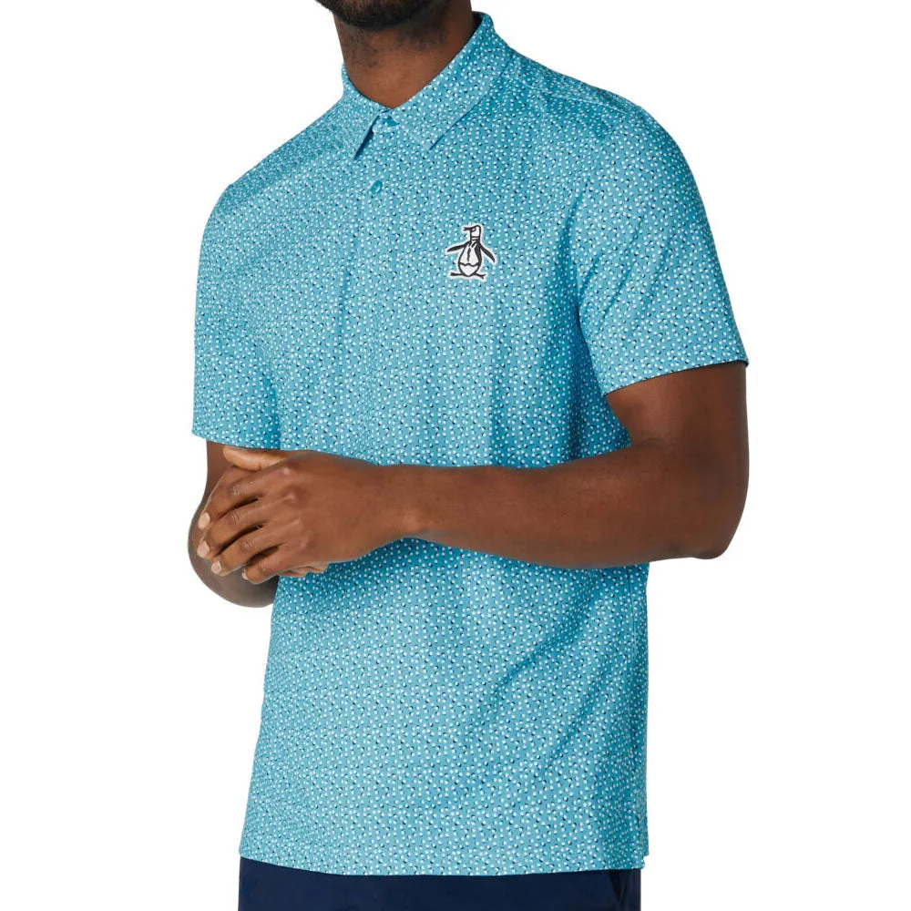 Original Penguin All Over Golf Ball Print Polo Shirt - Blue Atoll Sweetest Day Sale