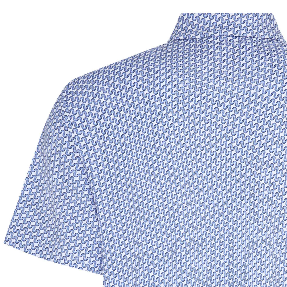 Built to Perform Original Penguin All Over Heritage Geo Print Polo Shirt - Amparo Blue