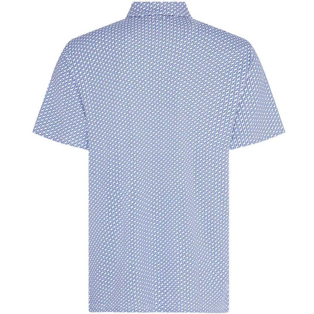 Original Penguin All Over Heritage Geo Print Polo Shirt - Amparo Blue Black Friday Sale Independence Day Sale