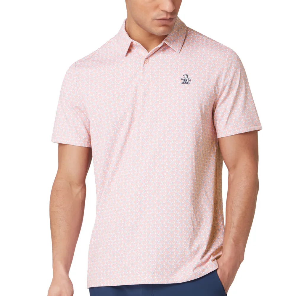 Stride with Confidence Original Penguin All-Over Lifesaver Print Polo Shirt - Charm Pink