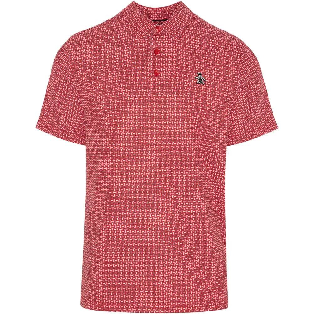 Easter Sale Own the Vibe Original Penguin All Over Micro Pinball Flipper Polo Shirt - Poinsettia