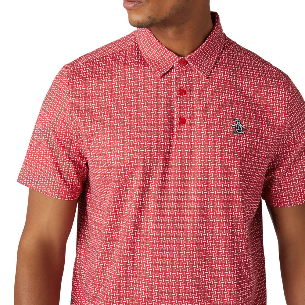 Halloween Sale Valentine's Day Sale Original Penguin All Over Micro Pinball Flipper Polo Shirt - Poinsettia