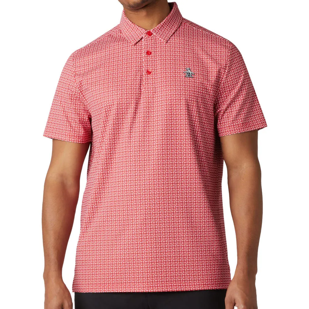 Original Penguin All Over Micro Pinball Flipper Polo Shirt - Poinsettia Big Savings