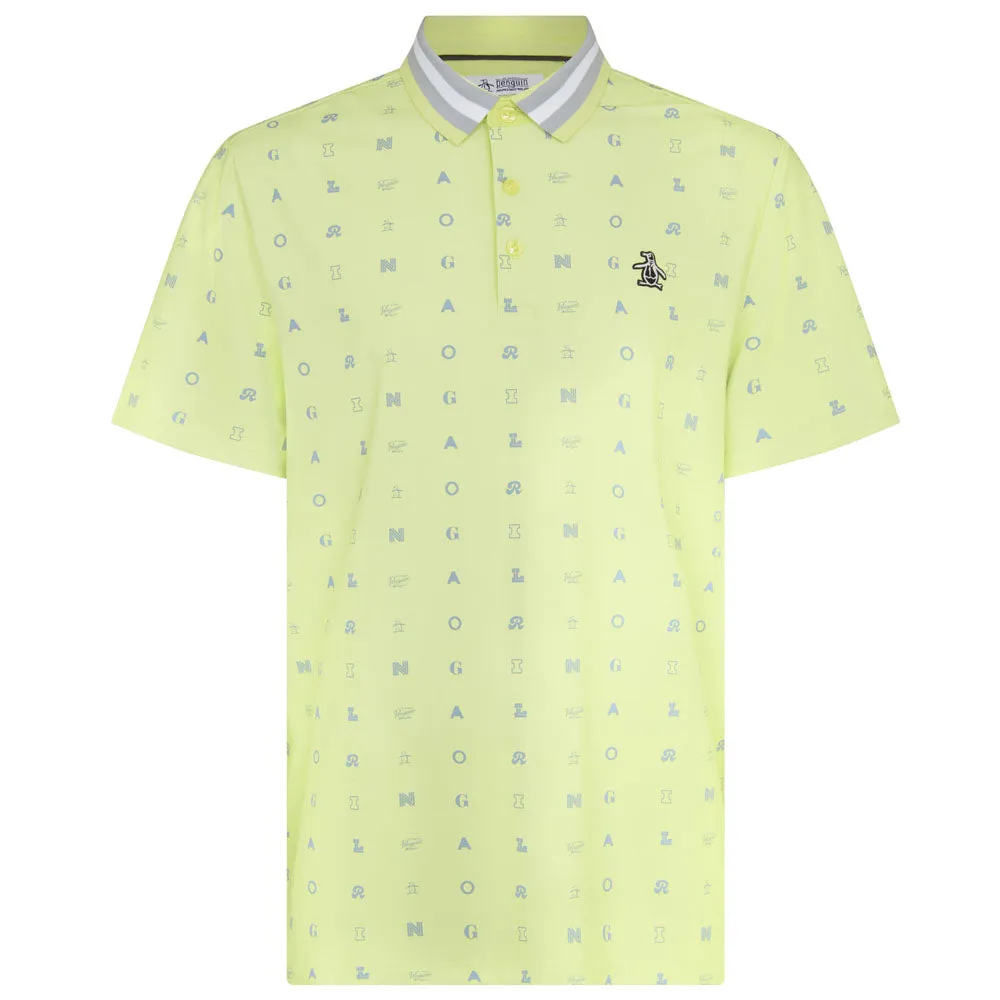 Original Penguin All Over Pete Print Polo Shirt - Shadow Lime Made to Move