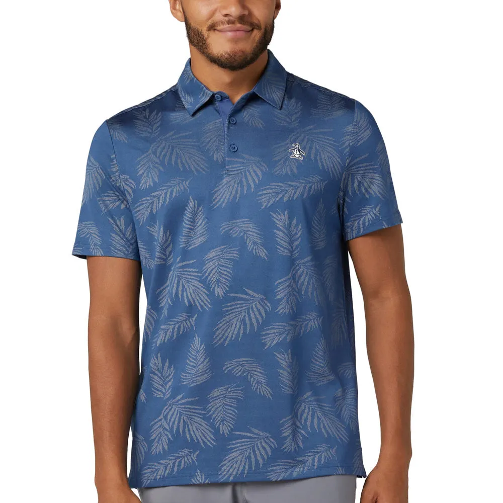 Original Penguin All Over Yd Botanical Jacquard Polo Shirt - True Navy Walk with Purpose