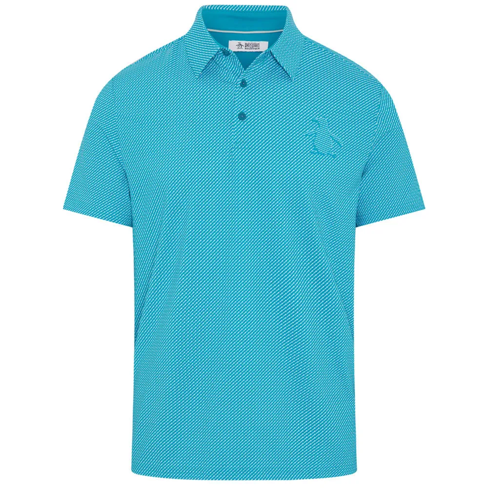 Push Beyond Limits Original Penguin Dimensional "Pete"  Tee Twill Print Polo Shirt - Caribbean Sea