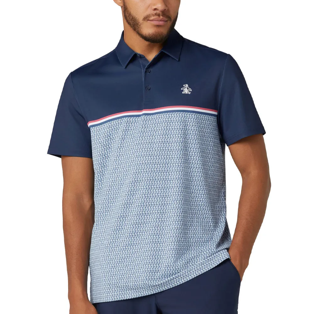 New Year's Eve Sale Original Penguin Engineered "P" Colour Block Print Polo Shirt - Black Iris
