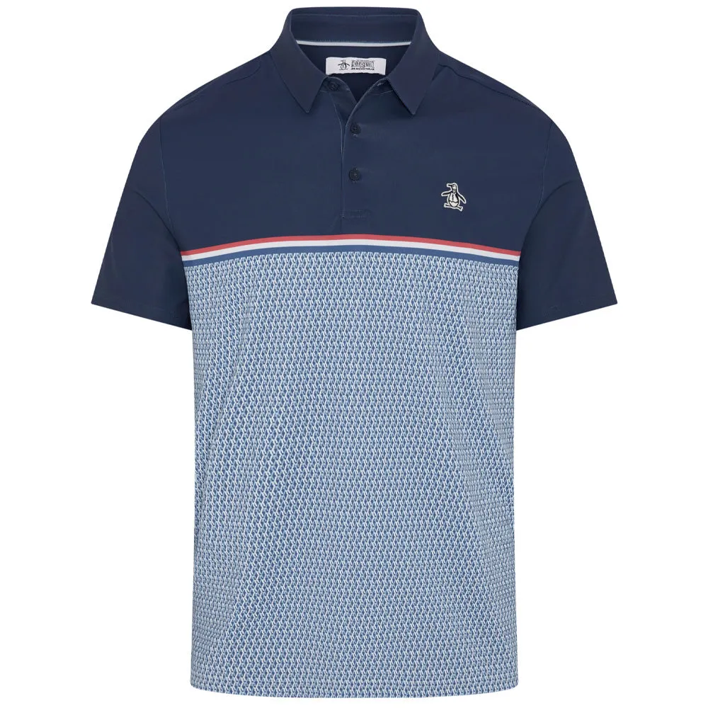 Original Penguin Engineered "P" Colour Block Print Polo Shirt - Black Iris Own the Moment
