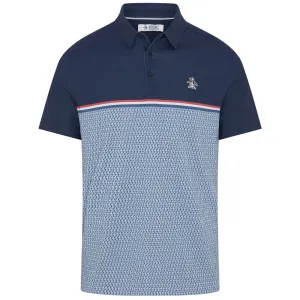 Original Penguin Engineered "P" Colour Block Print Polo Shirt - Black Iris Own the Moment
