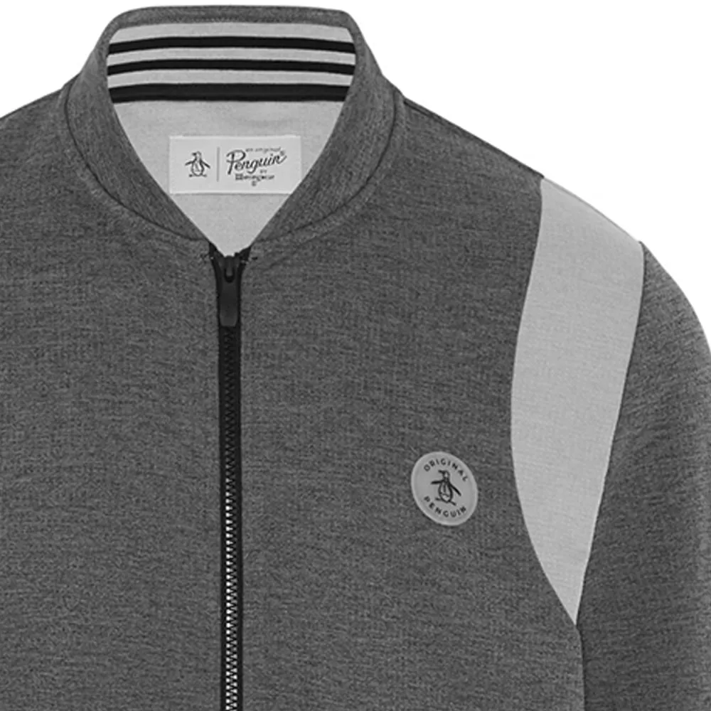 Loud Looks, Smooth Moves Original Penguin Full Zip 80'S Bomber Colour Block Jacket - Dark Caviar/Heather