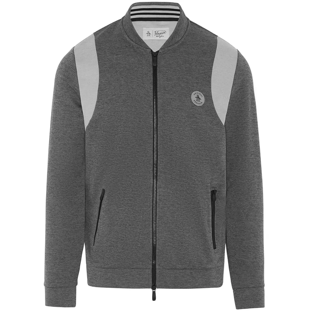 Original Penguin Full Zip 80'S Bomber Colour Block Jacket - Dark Caviar/Heather Great Value Spring Sale