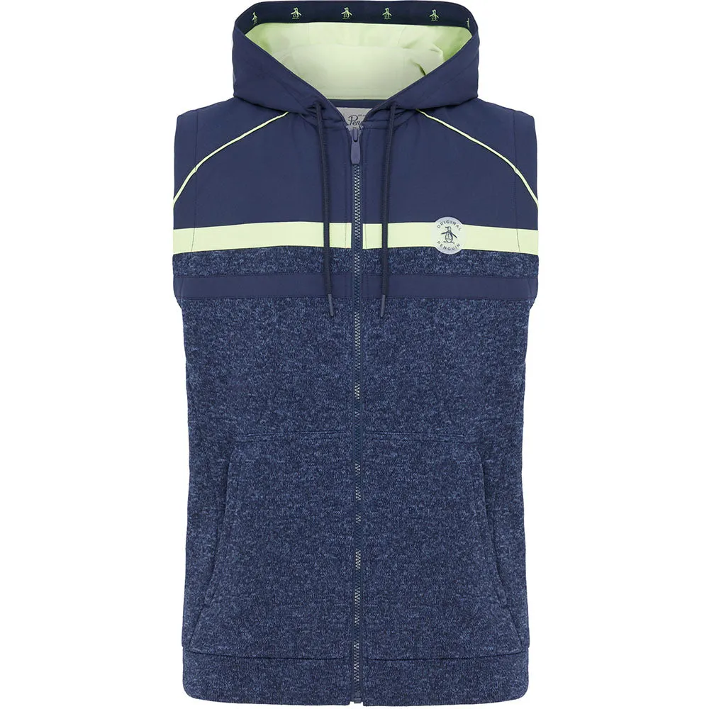 Original Penguin Full Zip Heritage Mixed Media Hoodie Gilet - Black Iris Bijou Heather Feel the Energy Sweetest Day Sale