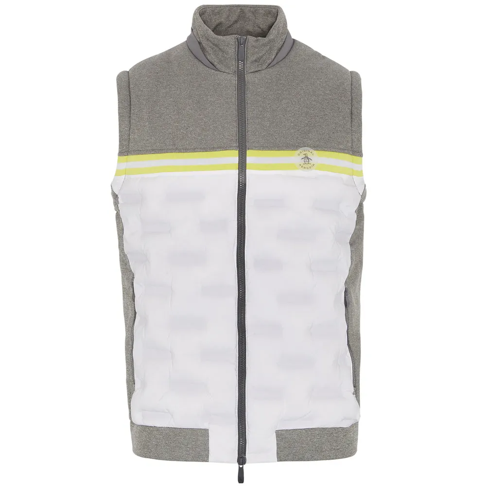Walk Tall Original Penguin Insulated Mixed Media 80'S Bomber Vest - Quiet Grey/Heather