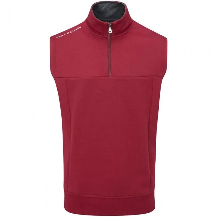 Oscar Jacobson Hawkes 1/4 Zip Sleeveless Pullover - Dark Red Command Attention