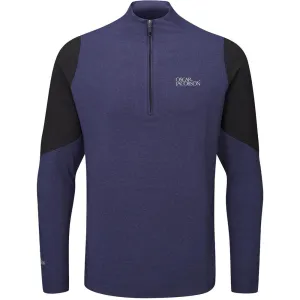 Oscar Jacobson Lodstock Tour Mid Layer 1/2 Zip Pullover - Navy Marl Christmas Eve Sale Clearance Sale