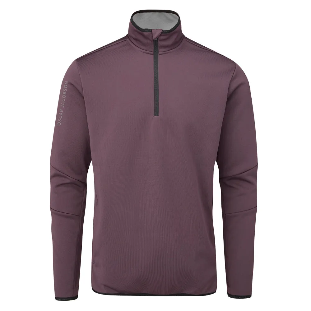 Oscar Jacobson Thorpe 1/2 Zip Fleece Pullover Top - Plum New Year's Eve Sale