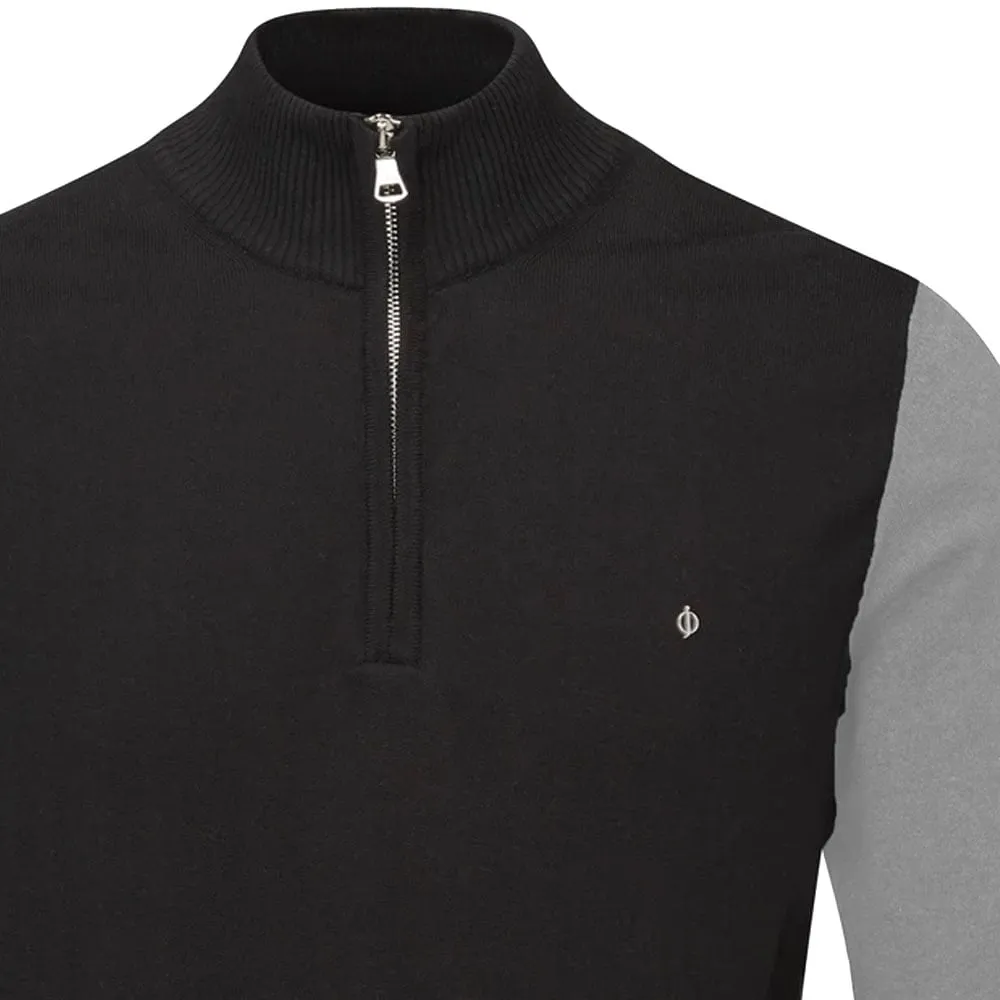 Christmas Day Sale Oscar Jacobson Waldorf Pin 1/2 Zip Pullover - Black/Light Grey