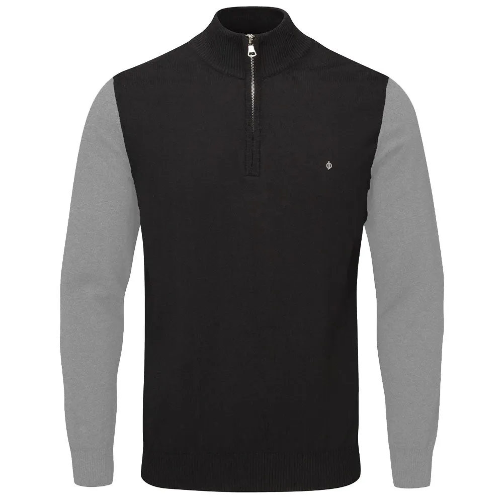 Oscar Jacobson Waldorf Pin 1/2 Zip Pullover - Black/Light Grey Valentine's Day Sale Unapologetically You