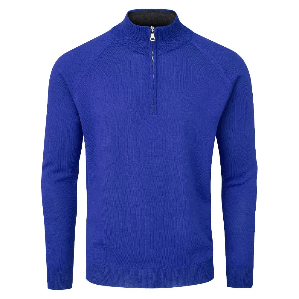 Built to Move You Oscar Jacobson Warwick Zip Neck Merino Sweater - Royal Blue