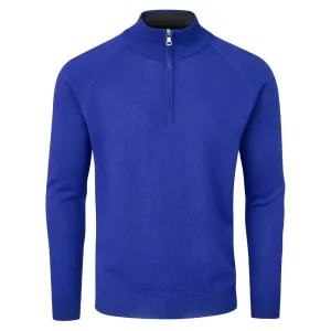 Built to Move You Oscar Jacobson Warwick Zip Neck Merino Sweater - Royal Blue