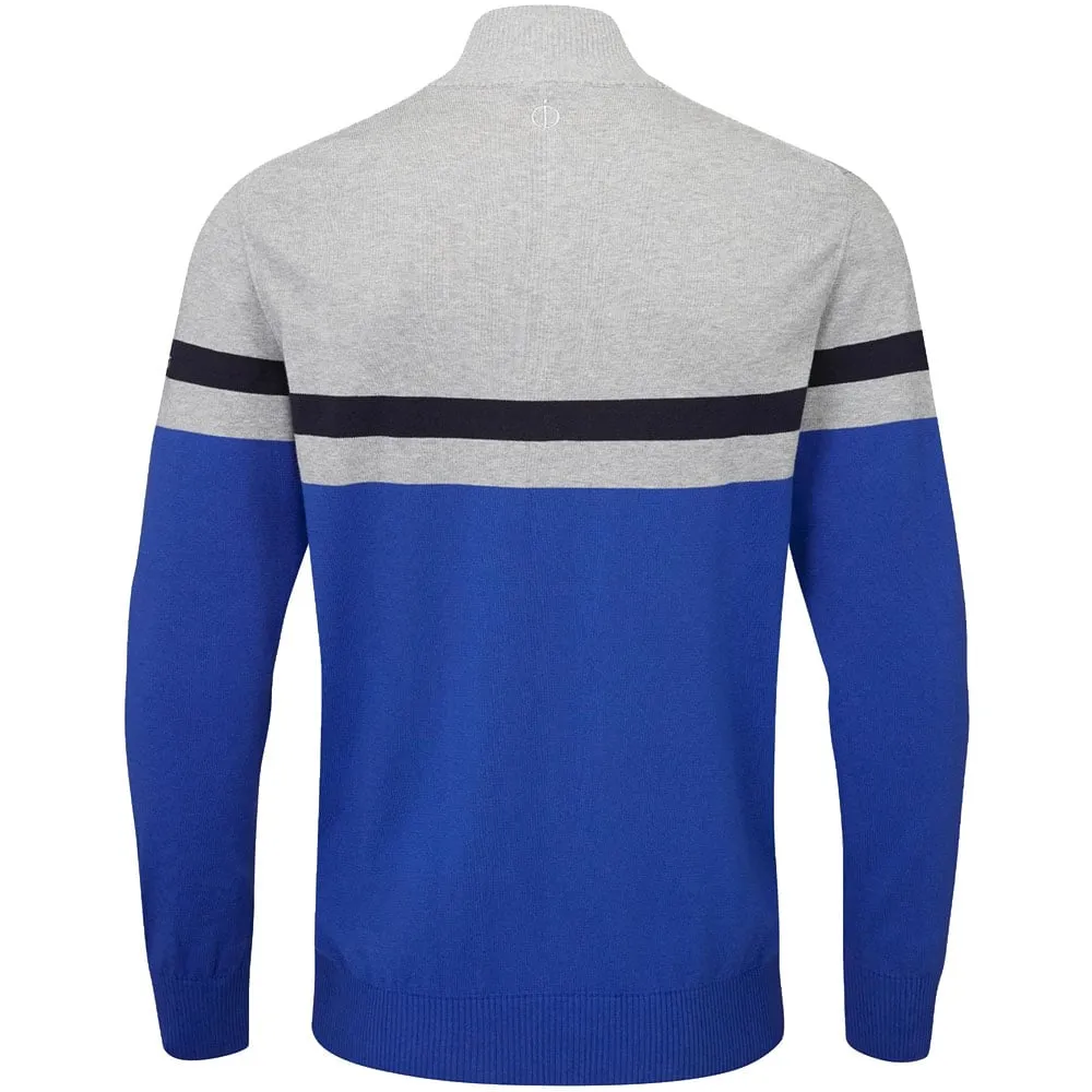 Oscar Jacobson Windsor Pin Knit 1/2 Zip Sweater - Royal Blue/Light Grey Christmas Eve Sale Feel the Energy