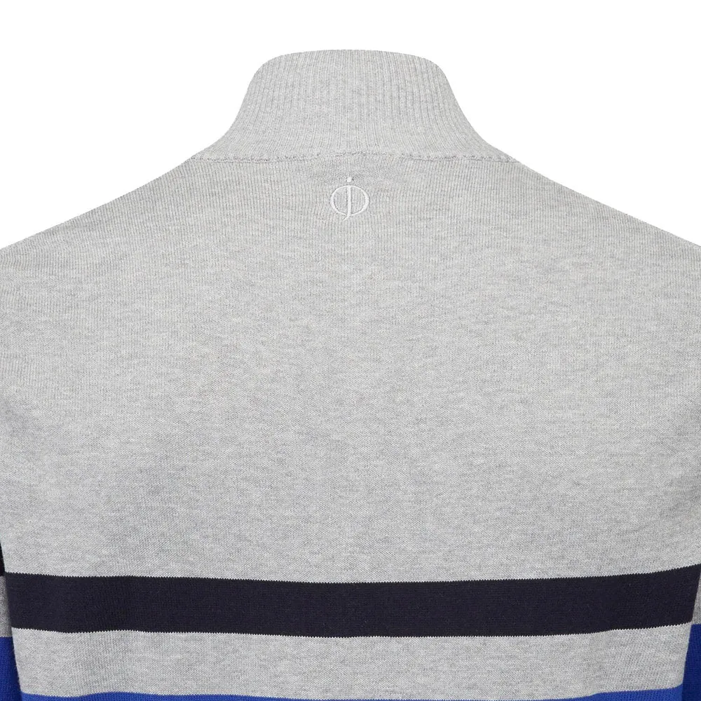 Oscar Jacobson Windsor Pin Knit 1/2 Zip Sweater - Royal Blue/Light Grey Own the Moment