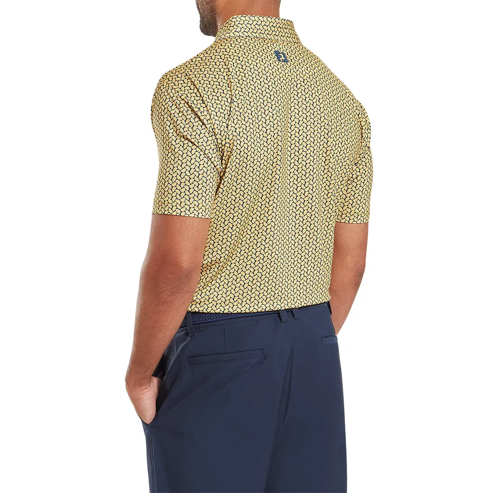 Footjoy Citrus Print Lisle Polo Shirt - Taxi/Navy Born to Stand Out