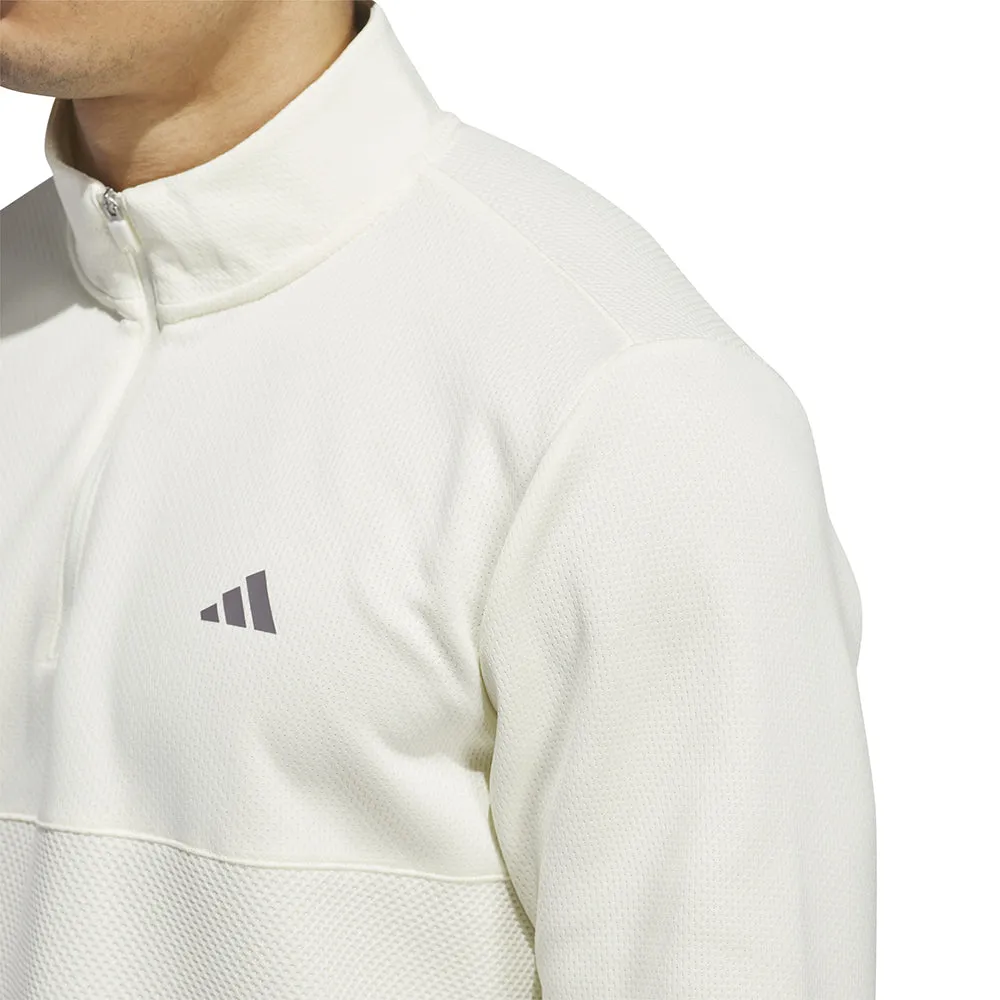 Adidas Textured 1/4 Zip Pullover - Ivory Step into the Beat Autumn Sale