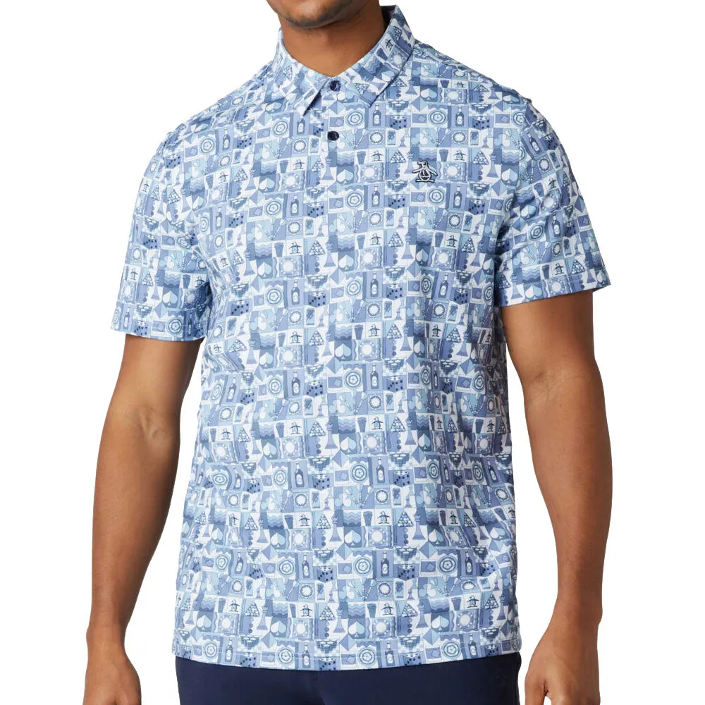 Original Penguin Pete'S Game Grid Print Polo Shirt - Black Iris Made to Move Hit Your Next Level