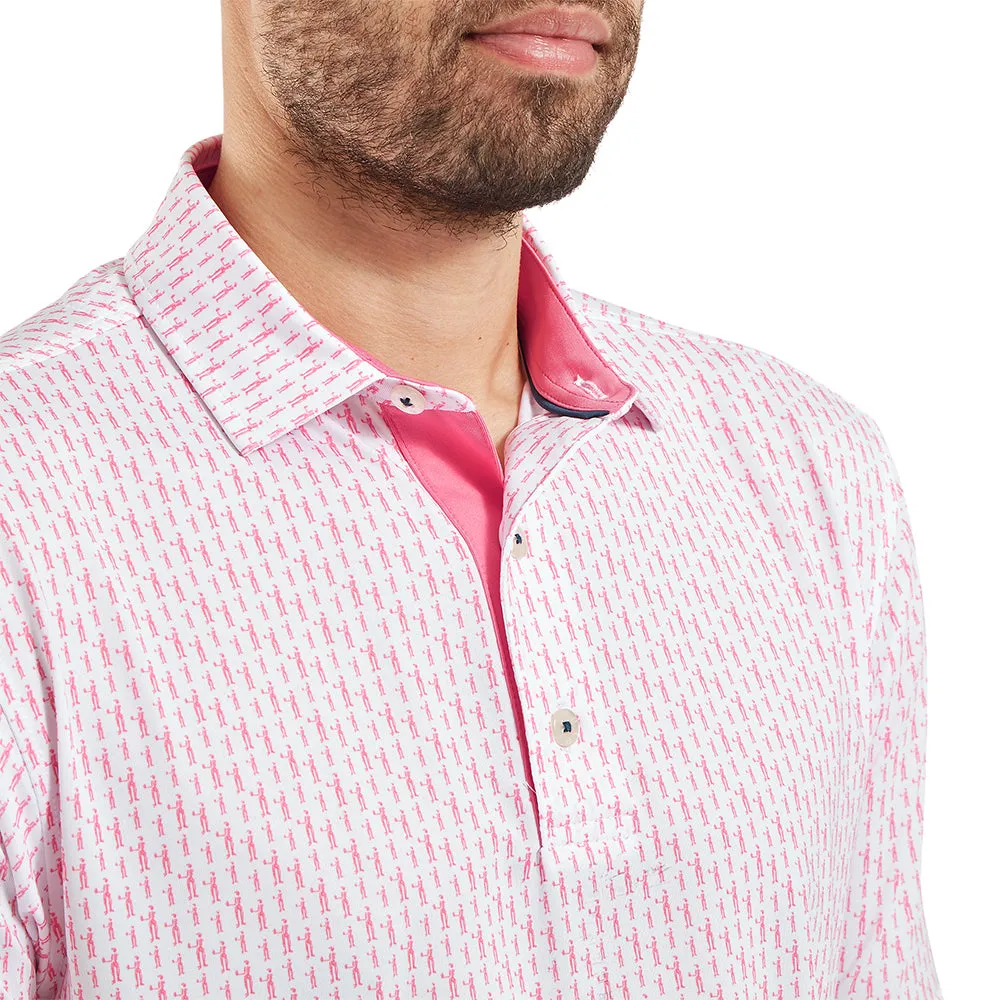 Footjoy Figure Print Lisle Polo Shirt - White/Pink Lemonade Confidence Starts Here