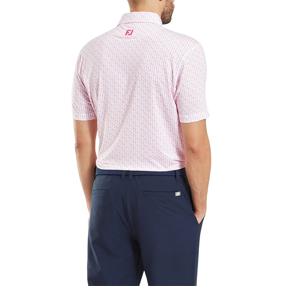 Footjoy Figure Print Lisle Polo Shirt - White/Pink Lemonade Bring the Heat