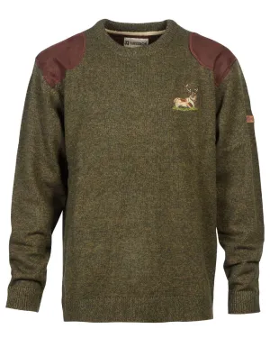 Percussion Embroidered Hunting Pullover Lambswool Crew Sweaters