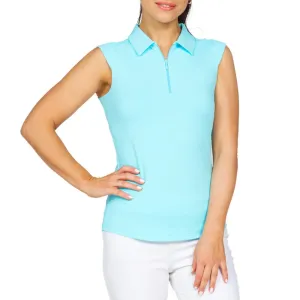 Ibkul Women'S Solid Sleeveless Polo - Seafoam Independence Day Sale