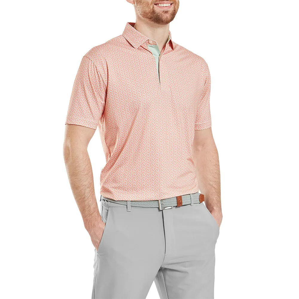 Gear Up and Go Made to Move Footjoy Citrus Print Lisle Polo Shirt - Orange/Pistachio