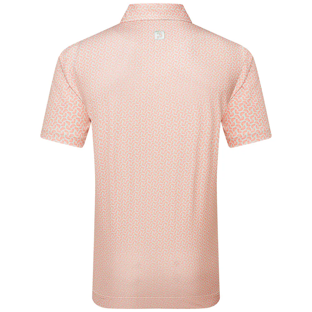 Footjoy Citrus Print Lisle Polo Shirt - Orange/Pistachio Christmas Eve Sale
