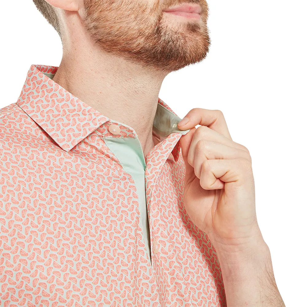 Footjoy Citrus Print Lisle Polo Shirt - Orange/Pistachio Rise Every Time Holiday Sale