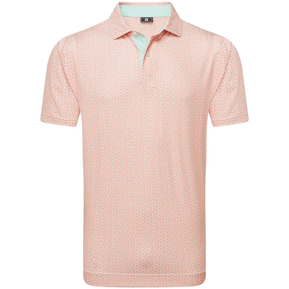 Footjoy Citrus Print Lisle Polo Shirt - Orange/Pistachio Made to Turn Heads Sweetest Day Sale