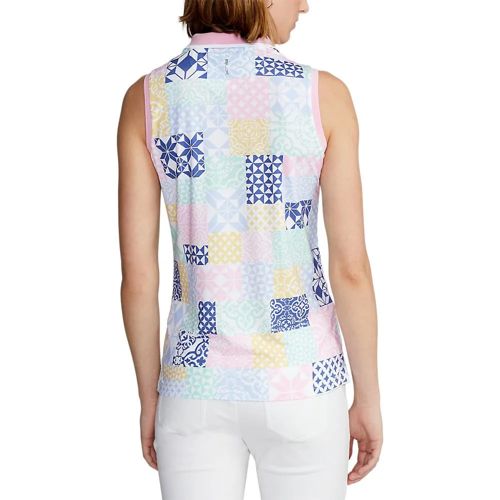 Designed to Dominate Rlx Ralph Lauren Women'S Printed Airflow Performance Sleeveless Golf Polo Shirt - Stamped Geo Patchwork