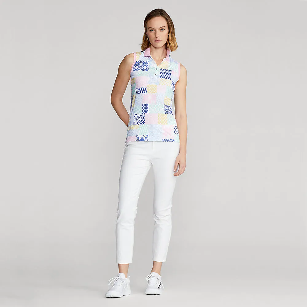 Deal Of The Century Rlx Ralph Lauren Women'S Printed Airflow Performance Sleeveless Golf Polo Shirt - Stamped Geo Patchwork