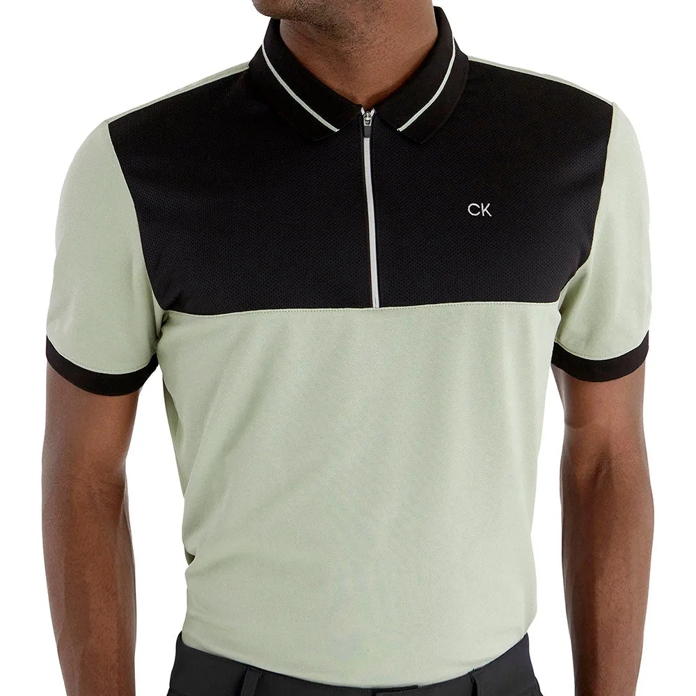 Bring the Heat Own Every Step Calvin Klein Whitman Zipped Polo Shirt - Cameo Green