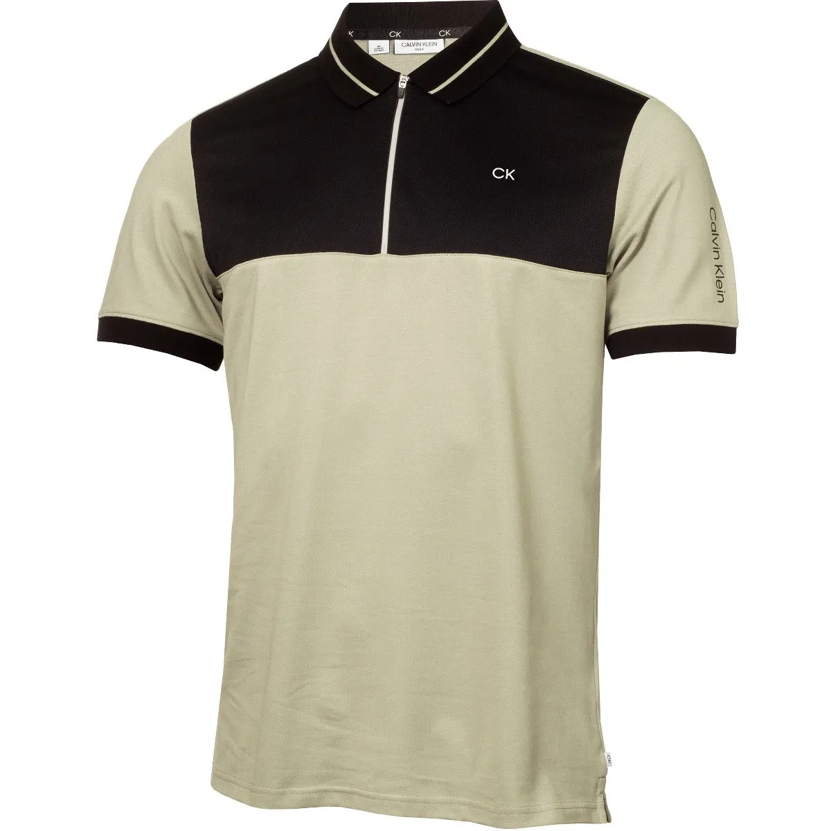 Calvin Klein Whitman Zipped Polo Shirt - Cameo Green Winter Sale