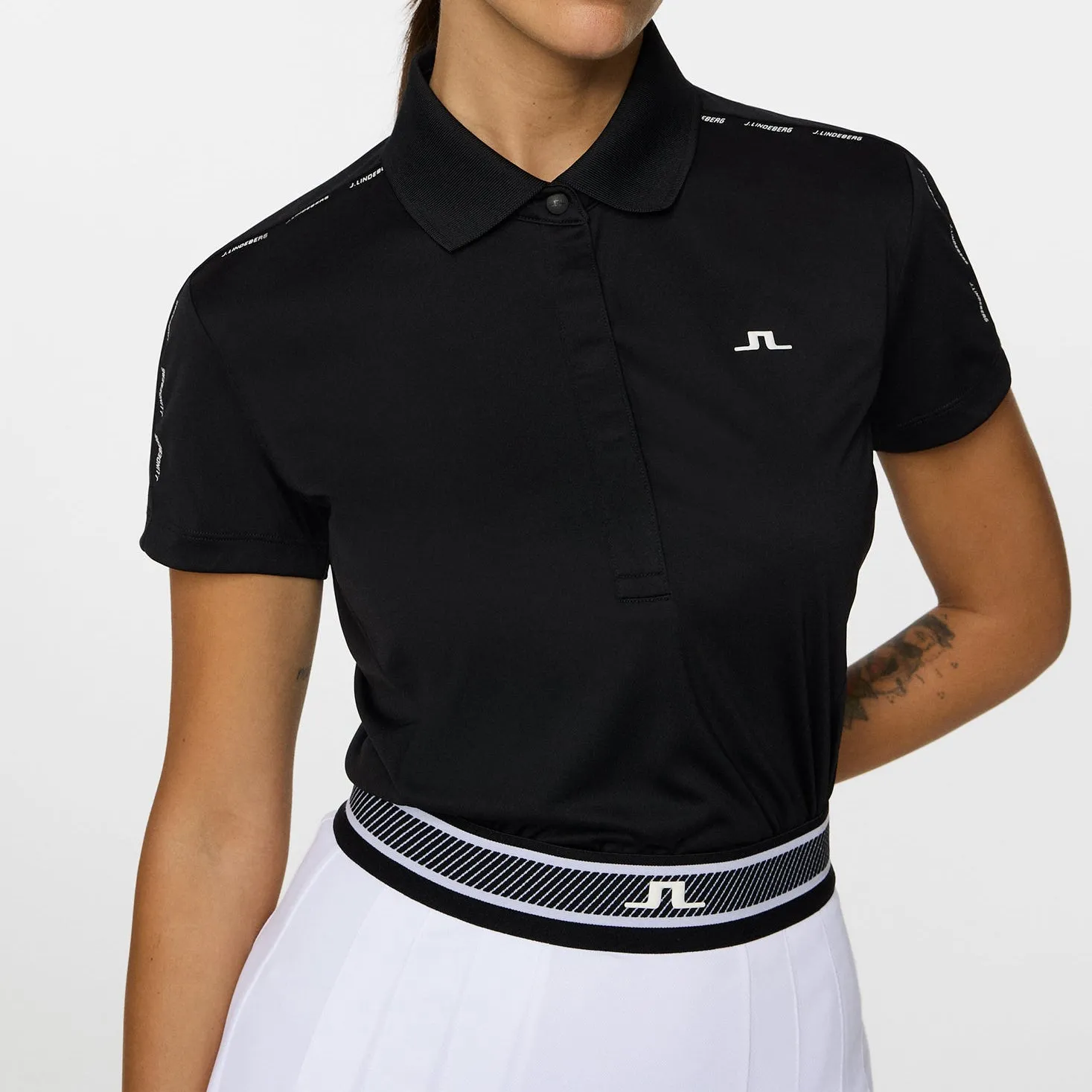 J.Lindeberg Women'S Jessa Golf Polo Shirt - Black Big Savings Thanksgiving Day Sale