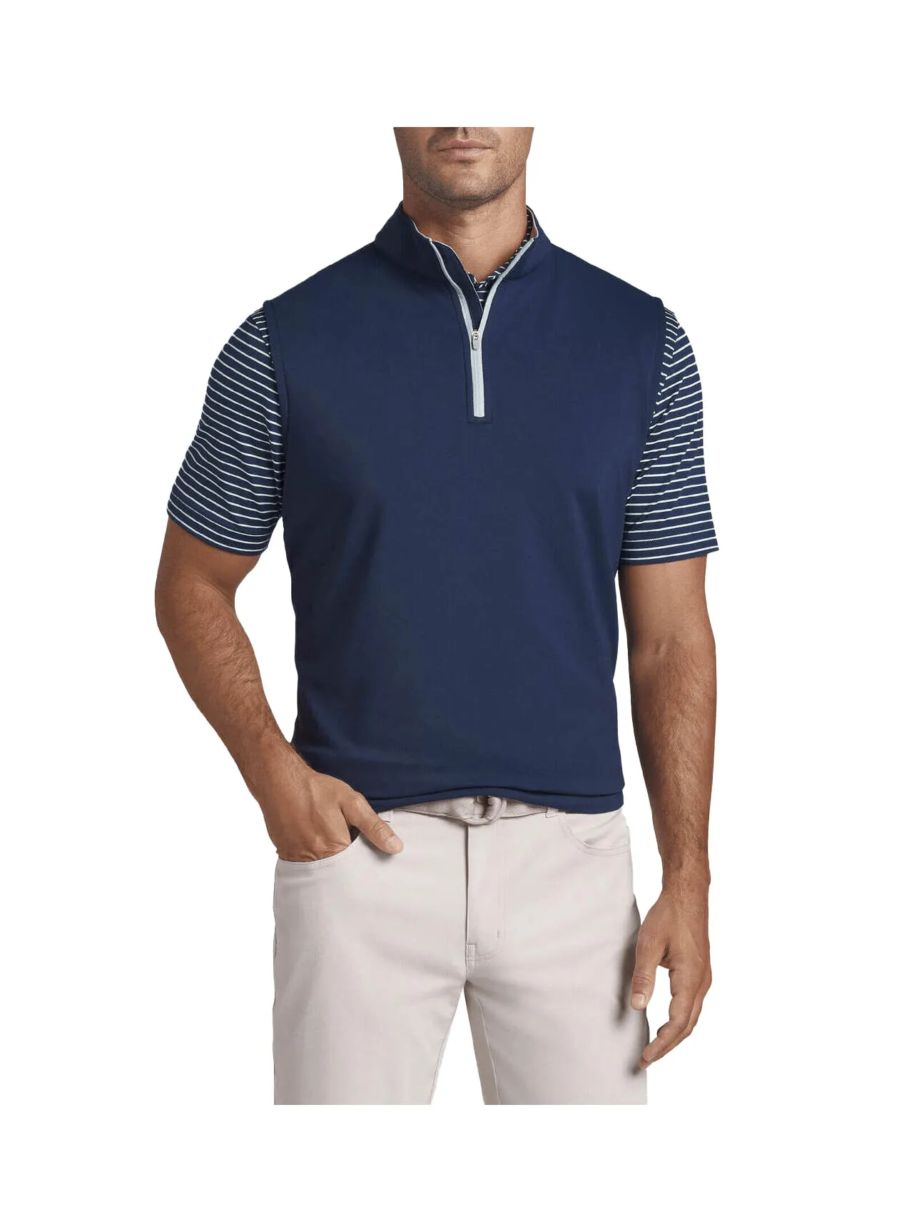 Peter Millar - Men'S Galway Performance Quarter-Zip Vest - Navy Stride with Confidence