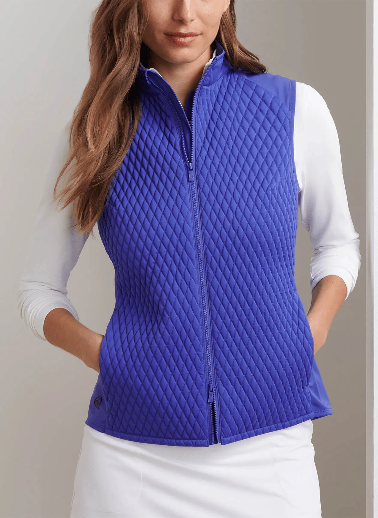 Peter Millar - Women'S Fuse Mini Diamond Quilt Vest - Pacific Blue Autumn Sale Confidence Starts Here