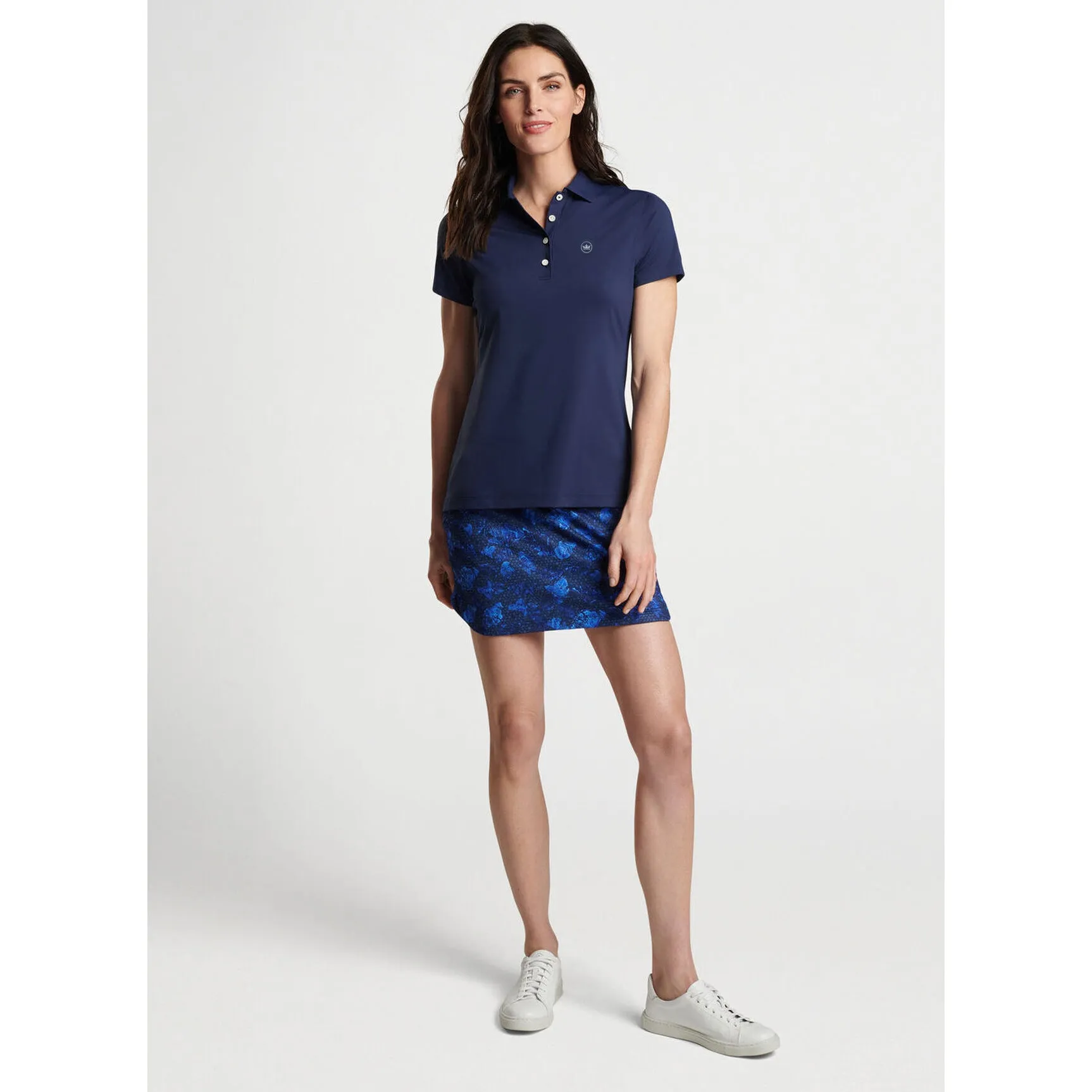 Peter Millar Women'S Performance Stretch Jersey Golf Shirt - Navy Empower Your Journey