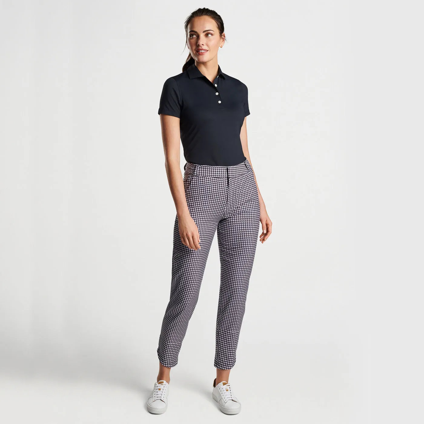 Peter Millar Women'S Surge Gingham Print Performance Ankle Golf Pants - Black Define Your Own Way No Limits, Just Style
