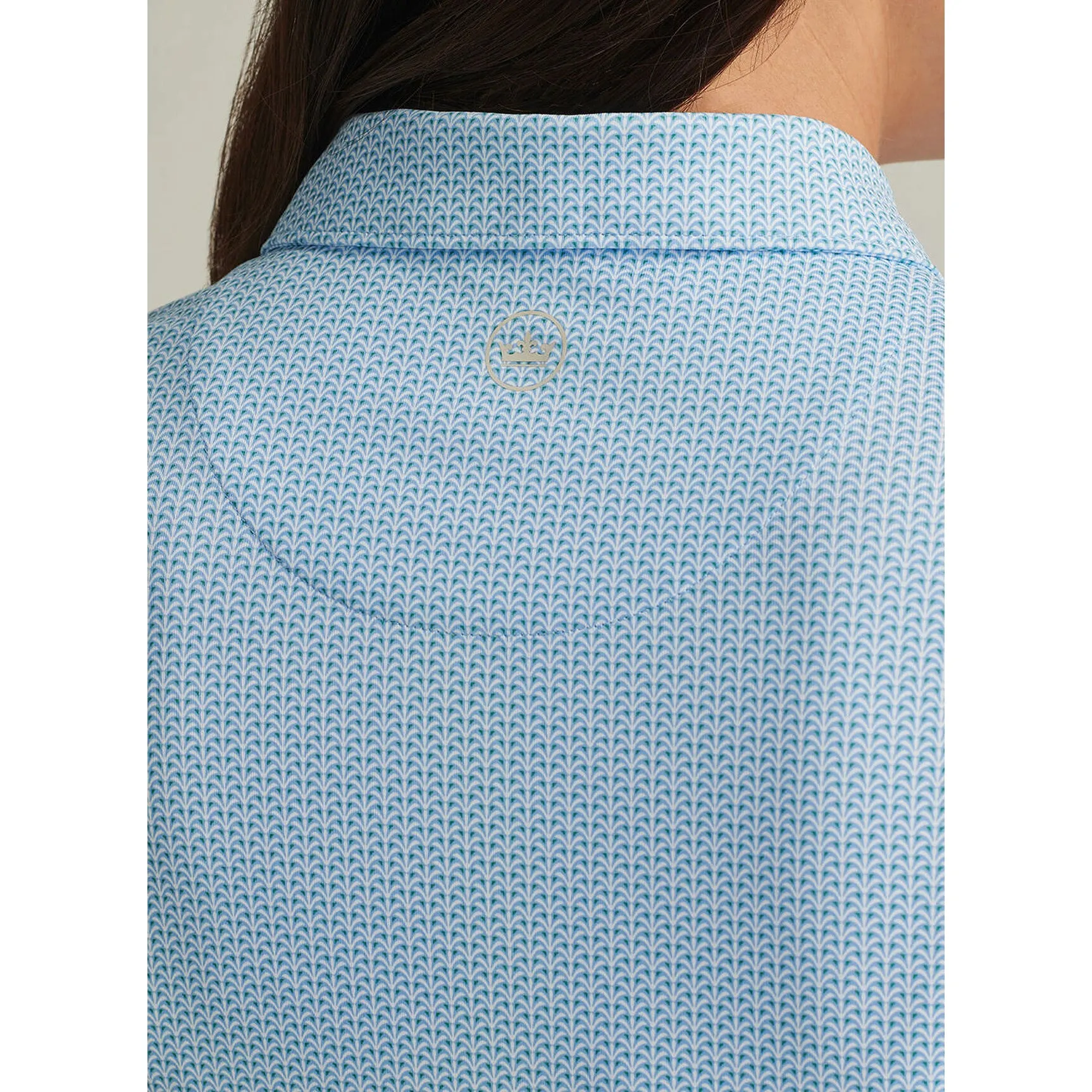 Born to Stand Out Made to Move Peter Millar Women'S Trillium Neat Performance Stretch Jersey Golf Shirt - Cottage Blue