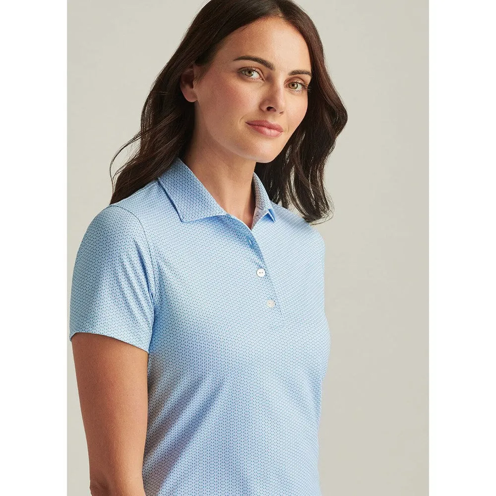 Peter Millar Women'S Trillium Neat Performance Stretch Jersey Golf Shirt - Cottage Blue Own Every Step